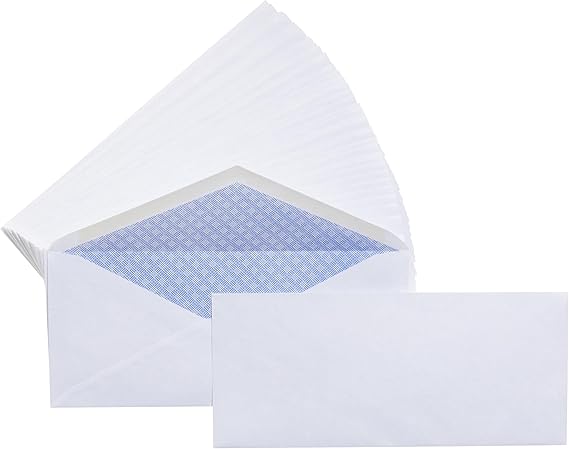 Amazon Basics #10 Security Tinted Business Envelopes for Documents and Invoices, Quality Seal, 4-1/8" x 9-1/2", White, Pack of 500