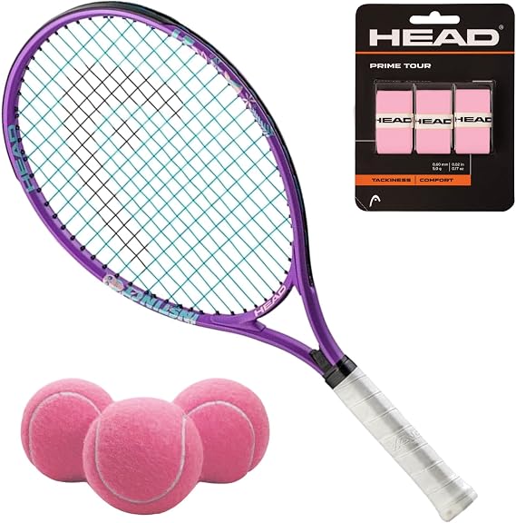 Head Instinct 21 Inch Junior Tennis Racquet Bundled with Balls and Overgrips in Your Choice of Color Optional Tennis Bag