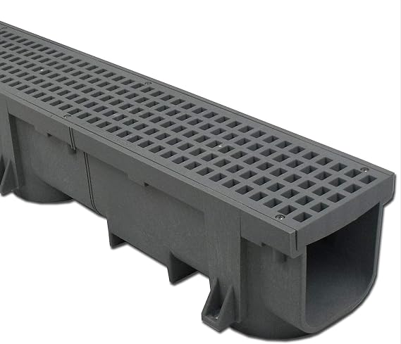 Polylok Heavy Duty 4ft Trench Drain & Grate - Gray