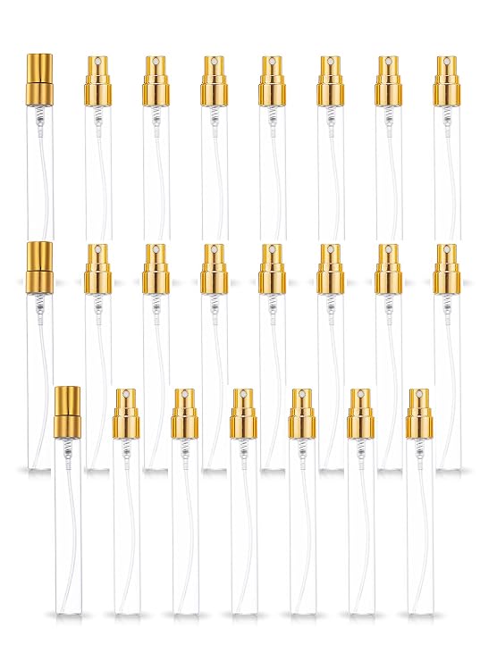 20 Pack 10ml Glass Perfume Spray Bottle Set Refillable Cosmetic Atomizer for Travel, Bulk Empty Mist Bottles