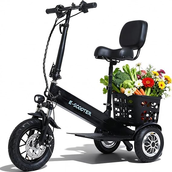 3 Wheel Electric Mobility Scooter for Adults with Low Step-Through Frame
