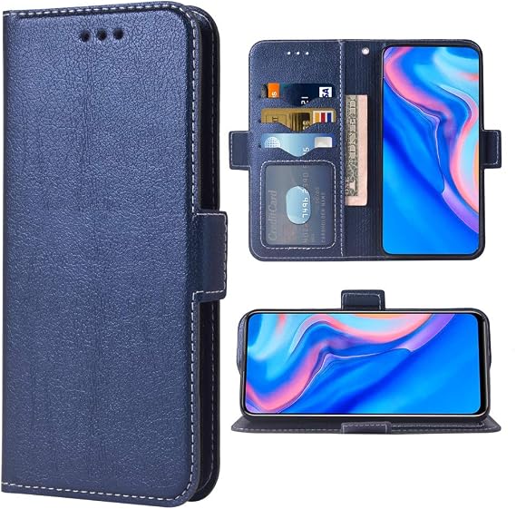 Phone Case for Huawei Y9 Prime 2019 Folio Flip Wallet Case,PU Leather Credit Card Holder Slots Full Body Protection Kickstand Hard Hybrid Protective Phone Cover for Huwai Y9Prime Y9Prime2019 DarkBlue