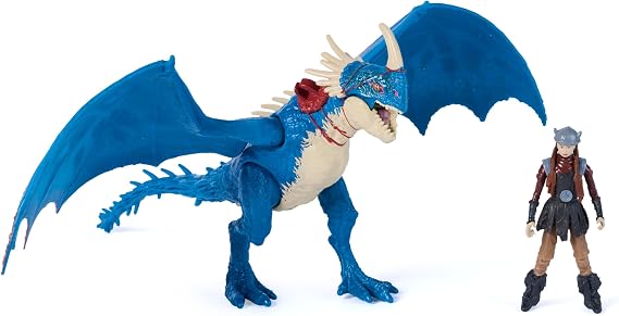 DreamWorks Dragons Deadly Nadder & Astrid Action Figures Viking Rider Duo | 13-Inch Nadder Dragon Toy, 3-Inch Astrid Viking Action Figure, Real Feel Wings, Pretend Play Gifts for Kids Ages 4+