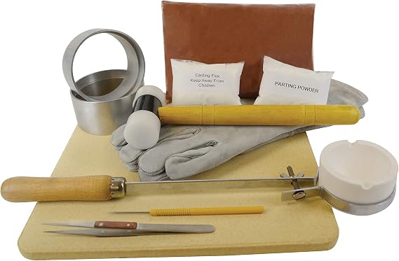 PMC Supplies LLC Deluxe Quick Cast Sand Casting Kit Jewelry Making Precious Metal Casting Gold Silver Pouring Set with Accessories
