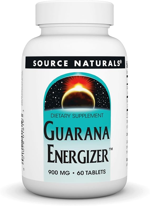 Source Naturals Guarana Energizer, Dietary Supplement - Supports A Long Lasting Energy Boost* - 900 mg - 60 Tablets