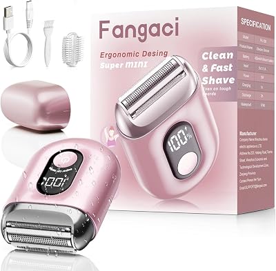 Cordless Electric Shaver for Women: Mini Electric Razors with LED Display - Rechargeable Bikini Trimmer - IPX7 Waterproof Wet Dry Face Razor for Body Pubic Leg Bright Pink