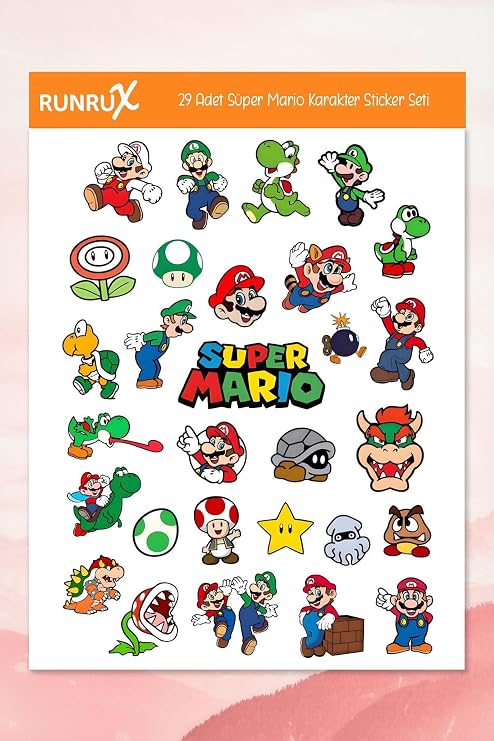 Süper Mario Etiket - Ajanda, Defter, Laptop, Telefon, Scrapbook Sticker