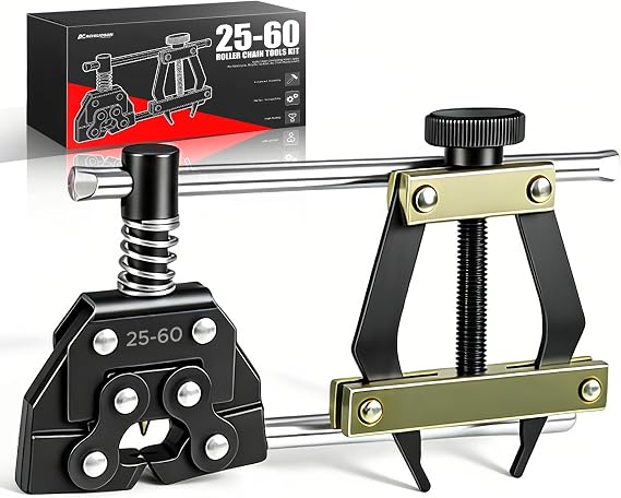 Roller Chain Tools Kit, Chain Breaker Tool Kit with Holder Puller & Cutter for #25-60 Bicycle Motorcycle Chains, Carbon Steel Chain Breaker Tool