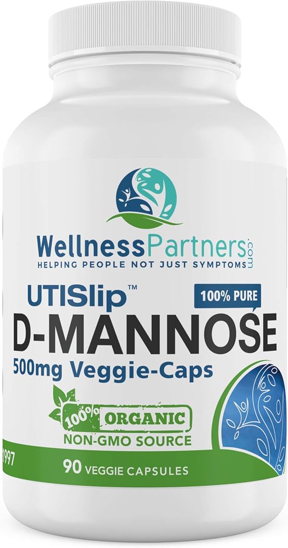 UTI Slip D-Mannose Non GMO Organic Source Veggie Capsules 90 Count (500 Mg)