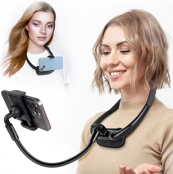 Neck Cell Phone Holder, Hand Free Flexible Gooseneck Phone Stand for Bed