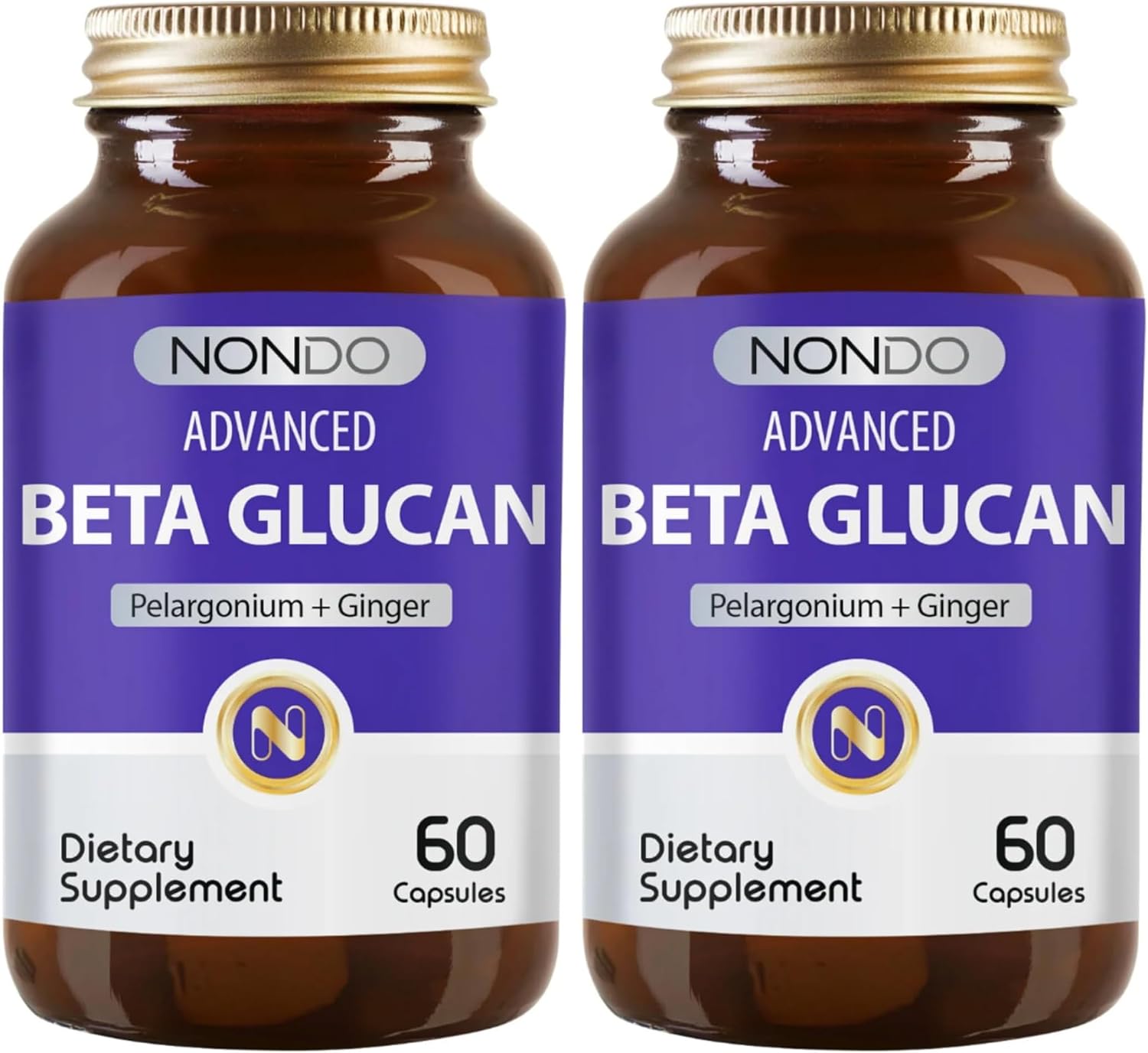 Nondo Beta Glukan 60 Kapsül (Beta Glucan Reishi Mantarı Afrika Sardunyası Zencefil Çörek Otu) (2 paketi)