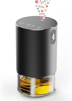 Waterless Oil Diffuser for Home, Car, Office - Rechargeable Scent & Essential Oil Diffuser, 4 Mist Modes and 1246 Hour Timer, Portable Cordless Aromatherapy, Spill-Proof Metal Design - Black