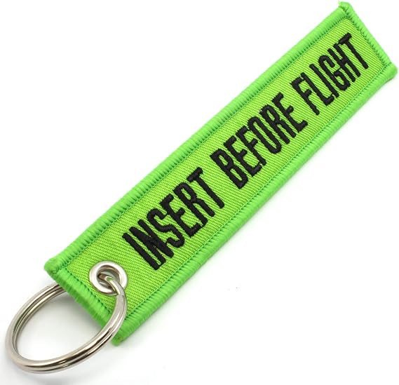 Rotary13B1 Insert Before Flight Keychain - Lime Green/black