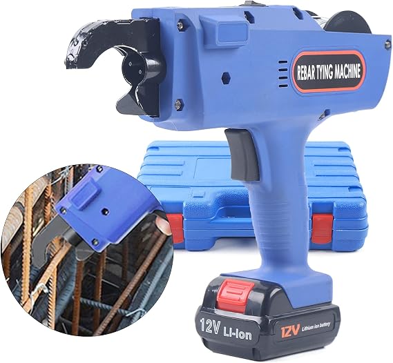 Rebar Tying Machine 30-60mm Automatic Steel Bar Rod Tying Tools 13200mah Lightweight Handheld Tier Steel Bar Rod Tying Binding Tool (1, Blue)