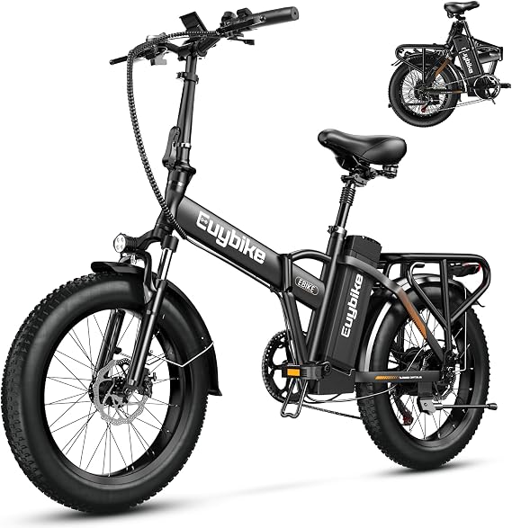 bluebiko 1000W Folding Electric Bike, 48V 20AH Removable Battery E Bike, 70 Miles Max Range, 20" Fat Tire Adults Electric Bike,7-Speed Ebike for City Commuting,Off-Roading,Mountain