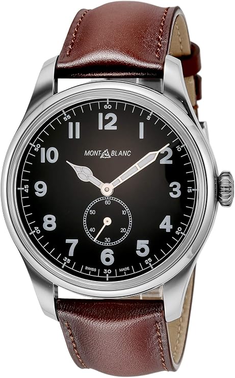 MONTBLANC Watch 115073 1858 Automatic Wristwatch, Black Dial, Stainless Steel, Sapphire Glass, Automatic Winding, 44 Swiss Fountain Pen, Ballpoint Pen, Men's Brown