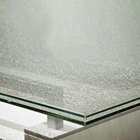 Custom Cut to Size Crackled Glass Table Top by Fab Glass and Mirror - 3/4" Thick Bronze Shattered Glass With Flat Edge