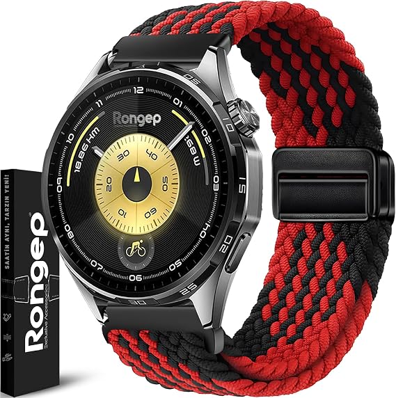 Rongep [Örgü Loop] Huawei ile Uyumlu 22mm Kordon GT6/GT6 Pro/GT Runner 2/GT5/5 Pro/GT4/GT3/3 Pro 46mm için Manyetik Toka GT6 Pro Kordon Terletmeyen Elastik Kumaşlı GT6 46mm Kordonu