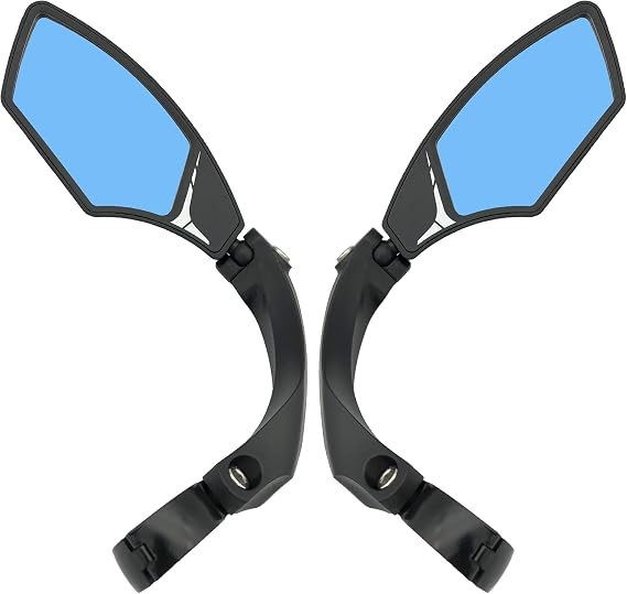 Hafny Handlebar Bike Mirror HD Glass, Wide Angle, Adjustable 360 Rear View Shatterproof, Anti-Glare, Premium, MTB, E-Bike, and Commuter Cycling Safety, HF-MR095 (1 set (Anti-glare Blue))