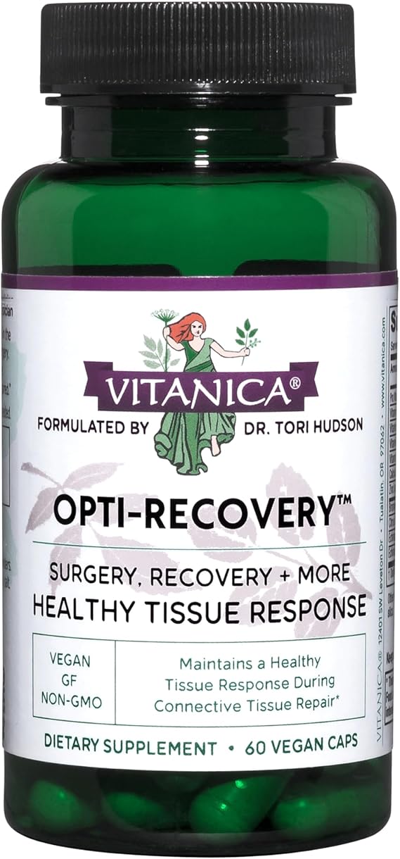 Vitanica Opti-Recovery, Post-Surgery Tissue Support, Vegan, 60 Capsules | Post Surgery, Postpartum and C-Section Support with Bromelain and Echinacea, Includes Vitamins A, C, D, E and K