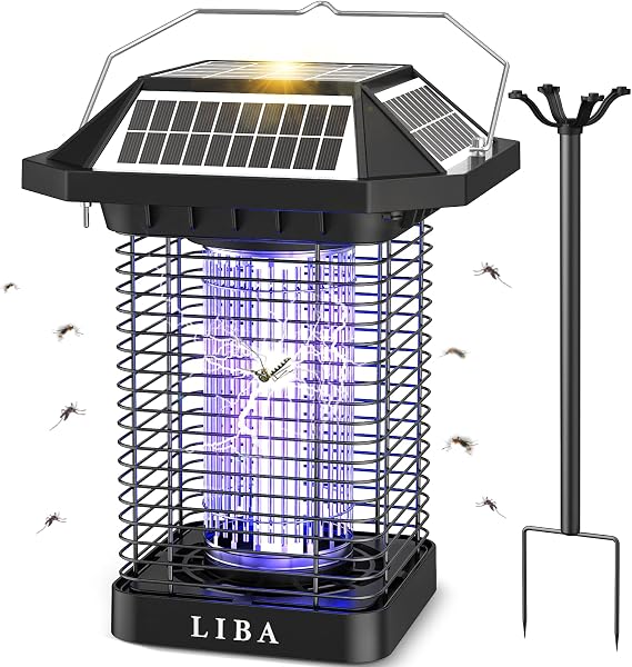 LiBa Bug Zapper Solar Outdoor, 3500V 2-in-1 Mosquito Killer Lamp