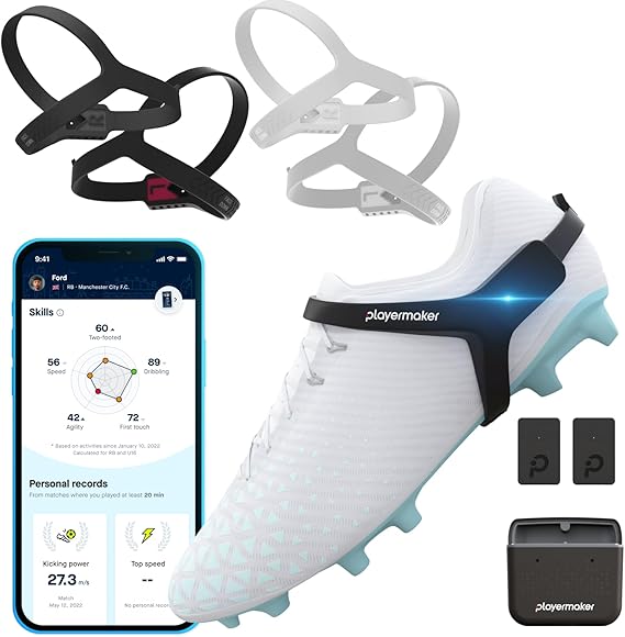 Playermaker CITYPLAY Soccer Tracker Kit Medium + White Medium Straps, Smart Soccer Tracker for Cleats, Track 25+ Technical & Physical Metrics, Advanced Than GPS