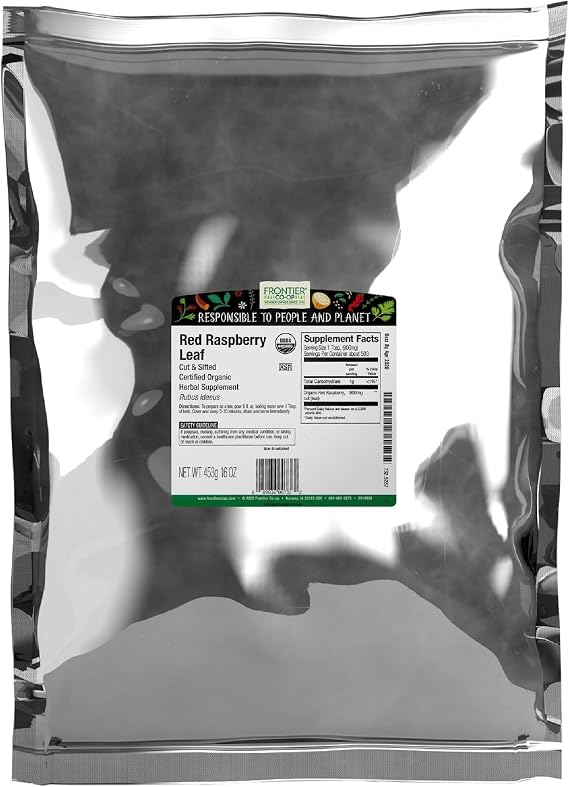 Frontier Co-op Organic Red Raspberry Leaf, 16 Oz, Bulk Bag - Caffeine-Free Loose Leaf Herb for Tea or DIY Body Care Products