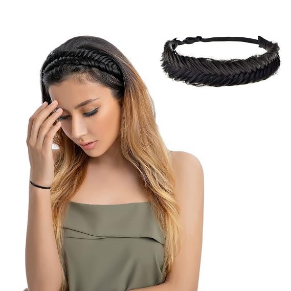 Wide Fishtail 9 Strands Synthetic Hair Braided Headband Thick FluffyElastic Shape Ladies Beauty accessory Headband
