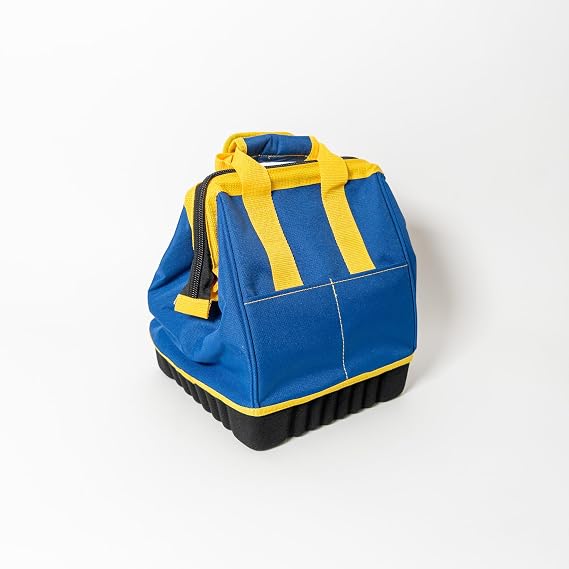 BuyBocceBalls Listing - Extra Heavy Duty Nylon Bocce Bag - Royal Blue with Yellow Handles, with Ball Separator