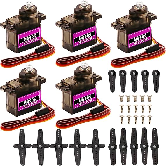5PCS MG90S 9G Mini Metal Gear Micro Servo for Arduino RC Robot | 5PCS MG90S 9G micro servos with metal gears, high torque & precise control for Arduino, RC robot, helicopter & electronic DIY