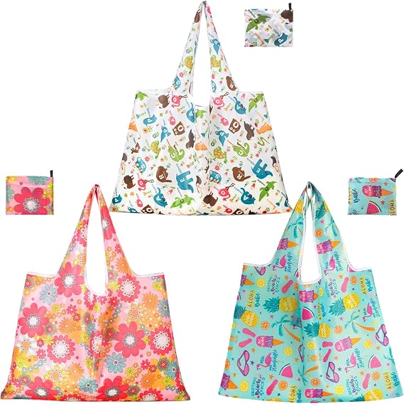 Extra Large 50Lbs Foldable Reusable Shopping Bags with Handles Fold Up Shopping Bags for Purse Reusable Tote Bag