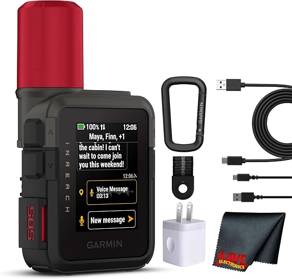 Garmin inReach Mini 3 Plus Satellite Communicator Color Touchscreen Bundle | For Off-Grid Messaging, SOS & Location Sharing | Interactive SOS | LiveTrack | 350-Hour Battery + More