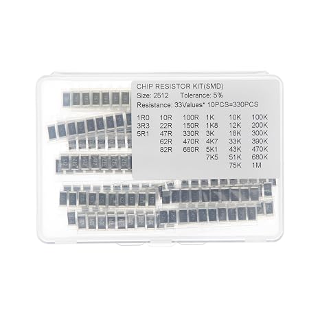 33 Values x 10 Pieces, Total 330 Pieces,1W 2512 5% SMD Surface Mount Thick Film Chip Resistor Kit