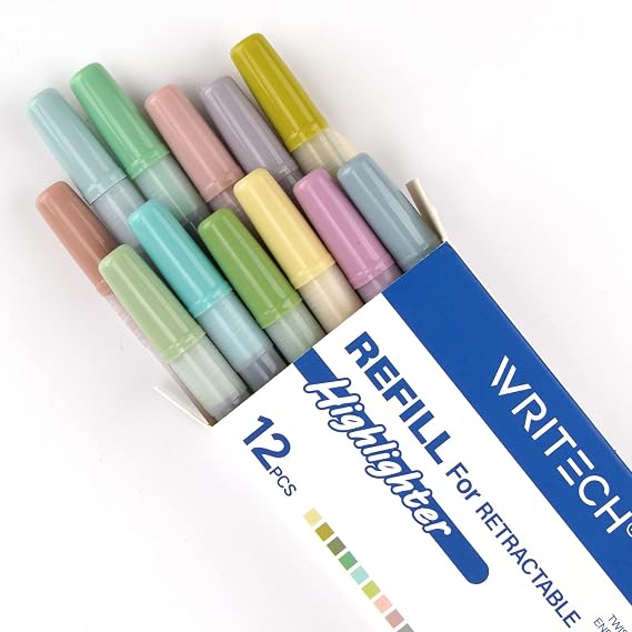 WRITECH Highlighter Refills 12ct Neutral Assorted Colors