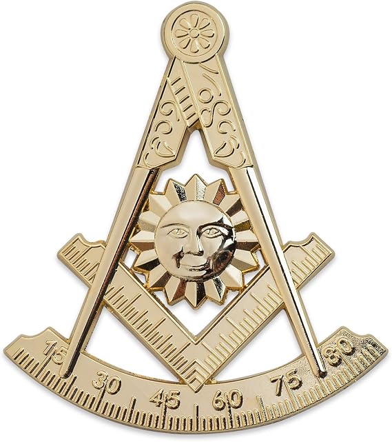 Past Master Masonic Auto Emblem - [Gold][3'' Tall]