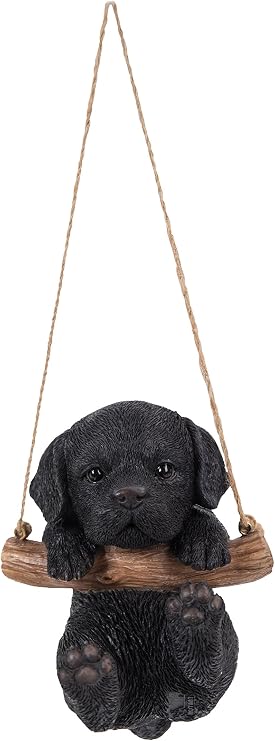 Hi-Line Gift Ltd Hanging Black Lab Puppy Resin Statue, Realistic Animal, 4.2 x 4 x 5 inches, Home & Garden Decor, Gift for Dog Lovers