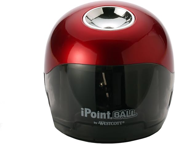 Westcott iPoint Ball Battery Pencil Sharpener | Light Battery Pencil Sharpener, No Mess EZ View Shavings Reservoir, Double Blade. Home, Office, School or Classroom