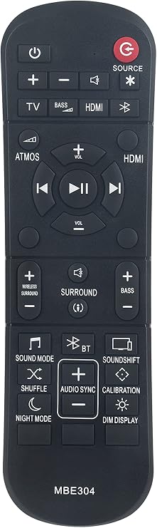 Replace Remote Control Compatible with JBL Soundbar 2.0 2.1 3.1 5.0 5.1 9.1 JBLBAR21BLKAM JBLBAR31BLKEP JBLBAR31BLKAM JBLBAR21BLKEP JBLBAR913DBLKAM-Z JBLBAR51BLKAM JBL2GBAR51IMBLKAM-Z JBLBAR20AIOBLKAM