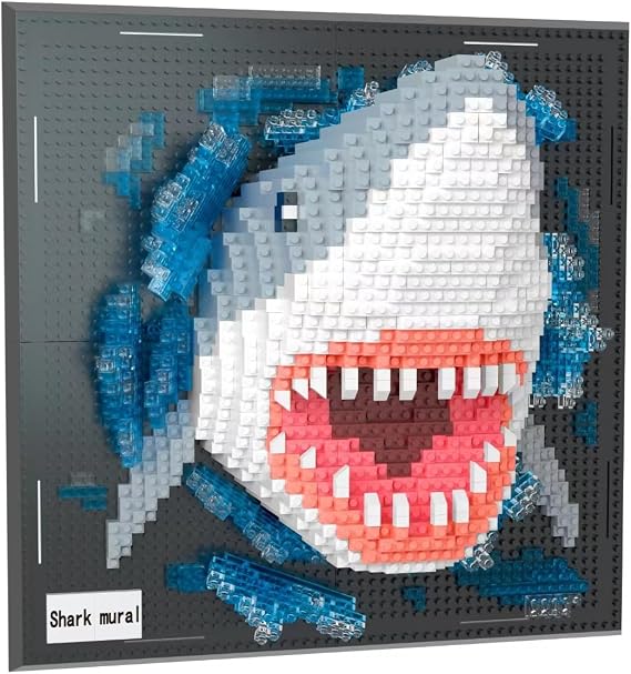 BDYDT Wall Art Shark Building Blocks Set; Wall Decor Set for Creative Hobby Adults 2166 Pieces Toy Gift for Kids and Adults