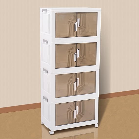 Foldable Storage Bins with Lid Stackable Storage Bins with Doors & Wheels