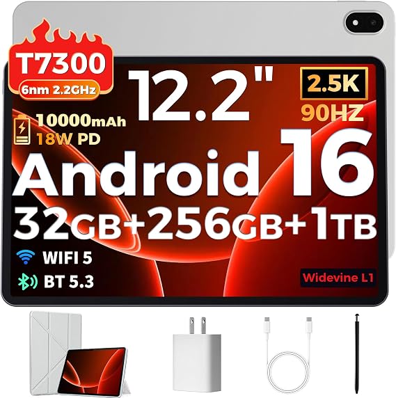 Android 16 Tablet, 12 InchTablet,T7300,32GB RAM +256GB ROM