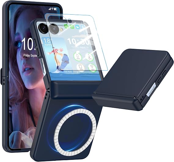 Designed for Samsung Galaxy Z Flip 7 Case Magnetic [Compatible with MagSafe] Hinge Protection with Screen Protector Hard PC Protective Cover for