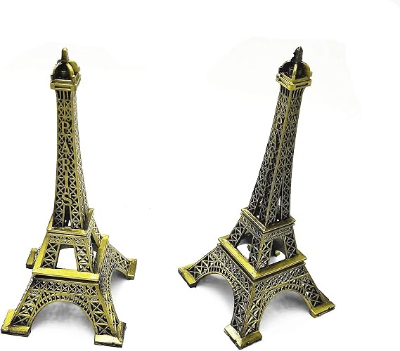 Bronze Metal Eiffel Tower Statue, 2 Pack, Table Decor, Cake Topper, Gifts, Home Decoration