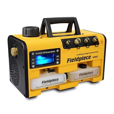 Fieldpiece VP87 Vacuum Pump 8 CFM, 34 HP DC Motor, RunQuick Oil Change System Portable - Professional HVAC Tool - A2L Compatible