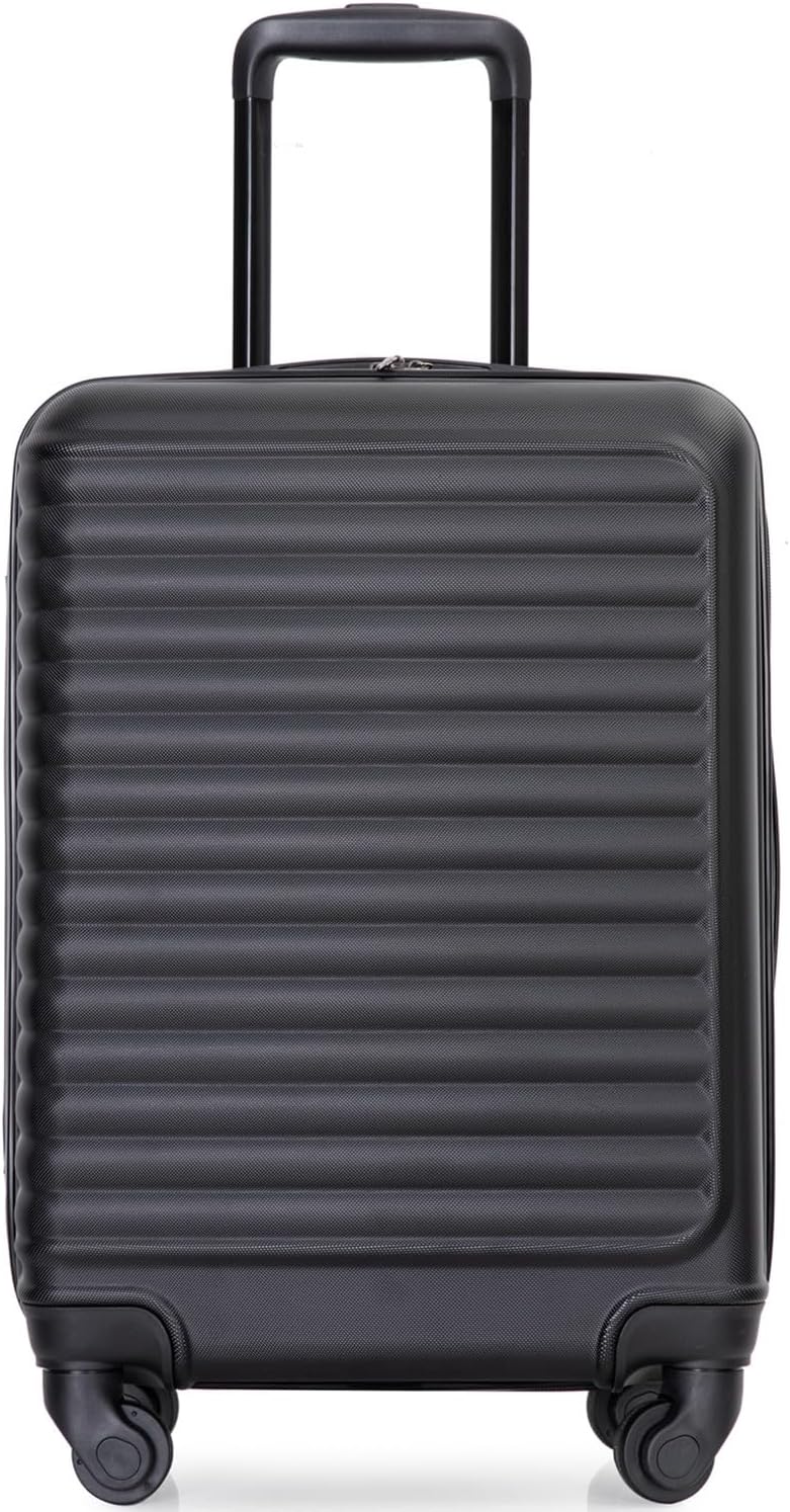 20-Inch Expandable Hardside Carry-On Luggage with Spinner Wheels, 20 Hardshell ABS Expandable Spinner Luggage Lightweight Suitcase Carry on for Travel Black
