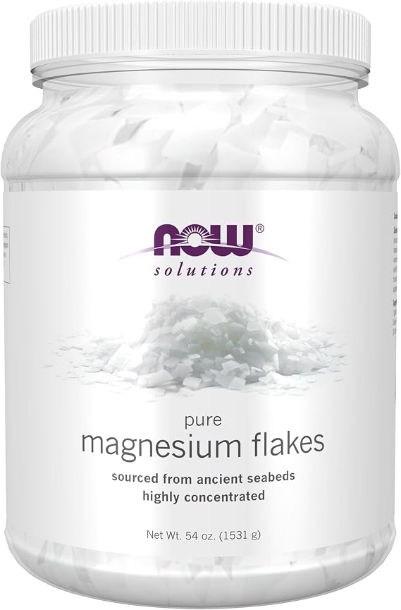 NOW Foods Solutions, Magnesium Flakes, 100% Pure, from the Ancient Seabed, Highly Concentrated, 54-Ounce