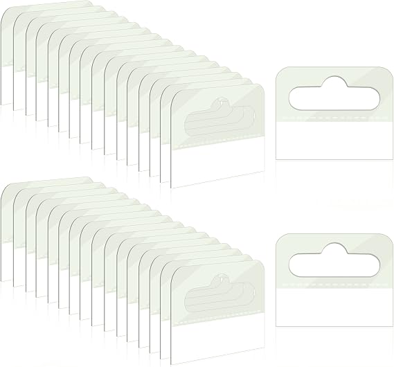 200 Pcs Clear Plastic Hang Tabs, 1.77x1.37 Inches