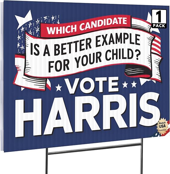 Vote Harris' Yard Sign with Stakes, Double Sided Political Yard Sign for Democratic Party D1 (1-Pack 16x12)