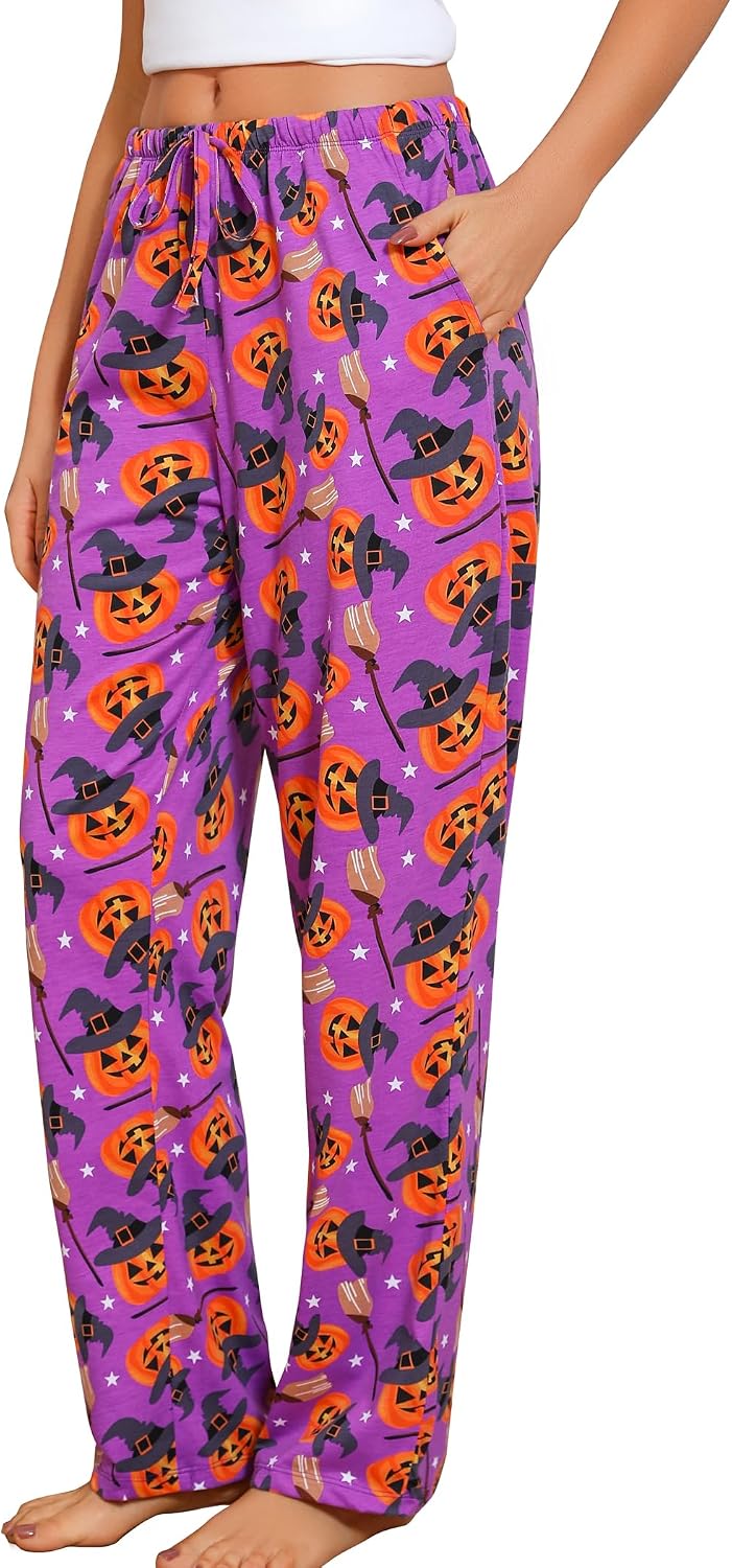 ENJOYNIGHT Women Cotton Lounge Pants Comfy Pajama Bottoms With Pockets&Drawstring