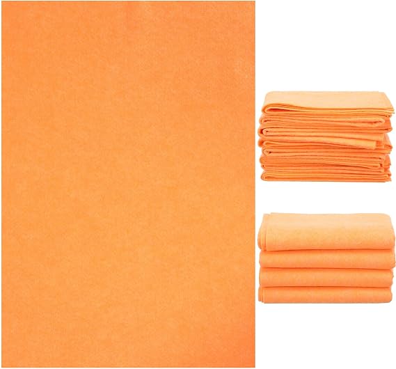 10 Pack Shammy Cloths, 27 X 20 Inch Extra Large Absorbent Cleaning Towels, Reusable Multi Purpose Chamois for Car Drying, Home, Kitchen, Bathroom and Pet, Machine Washable and Scratch Free, Orange